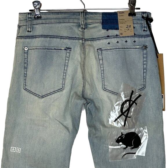 Ksubi The Goldie Dusted Copy Denim Jeans Mid Rise Slim Straight Leg Women 28 NWT - Picture 7 of 11